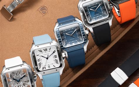 cartier santos large rubber strap|cartier santos strap options.